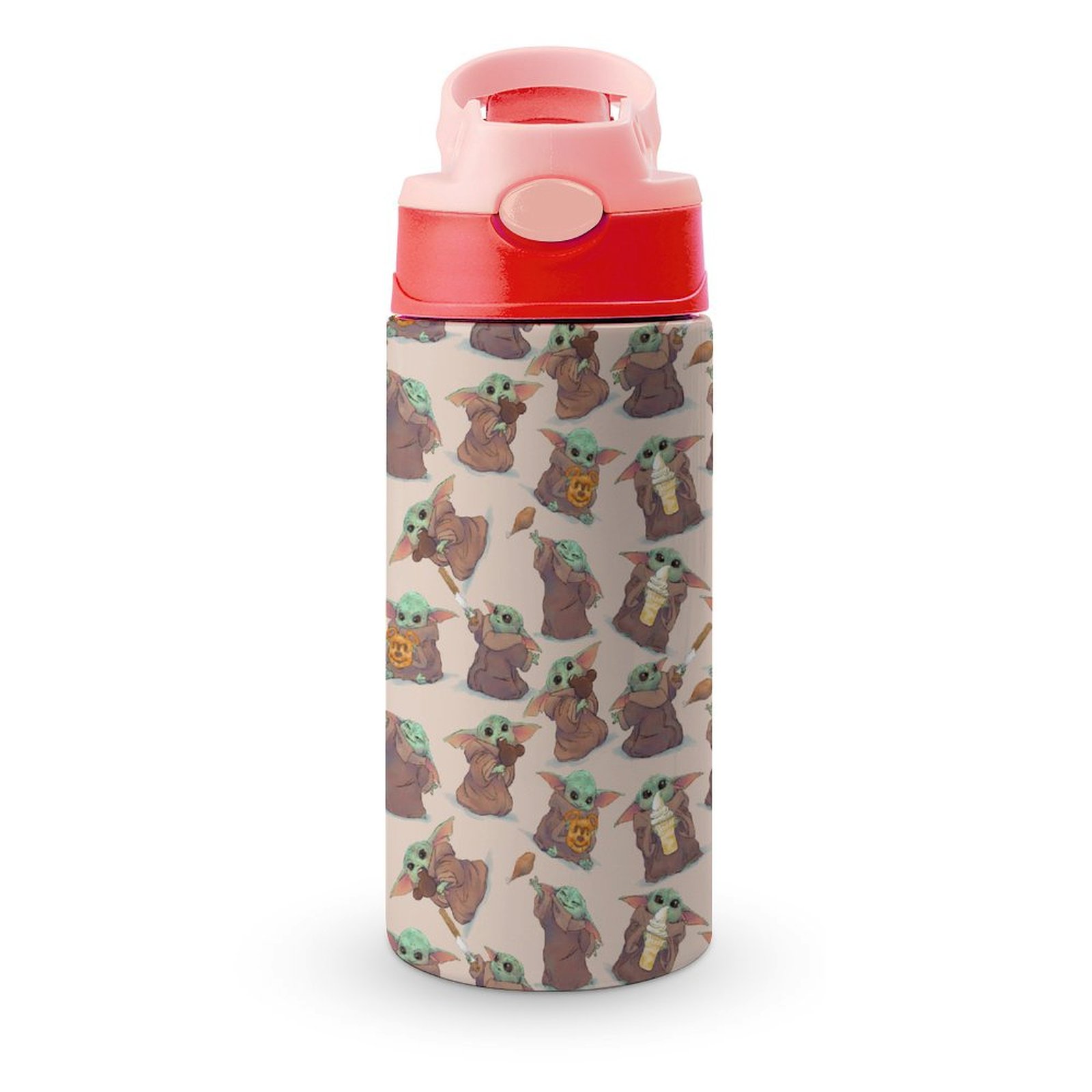 Kids Baby Yoda Water Bottle with Straw Vacuum Insulated Stainless Steel Reusable Leak Proof
