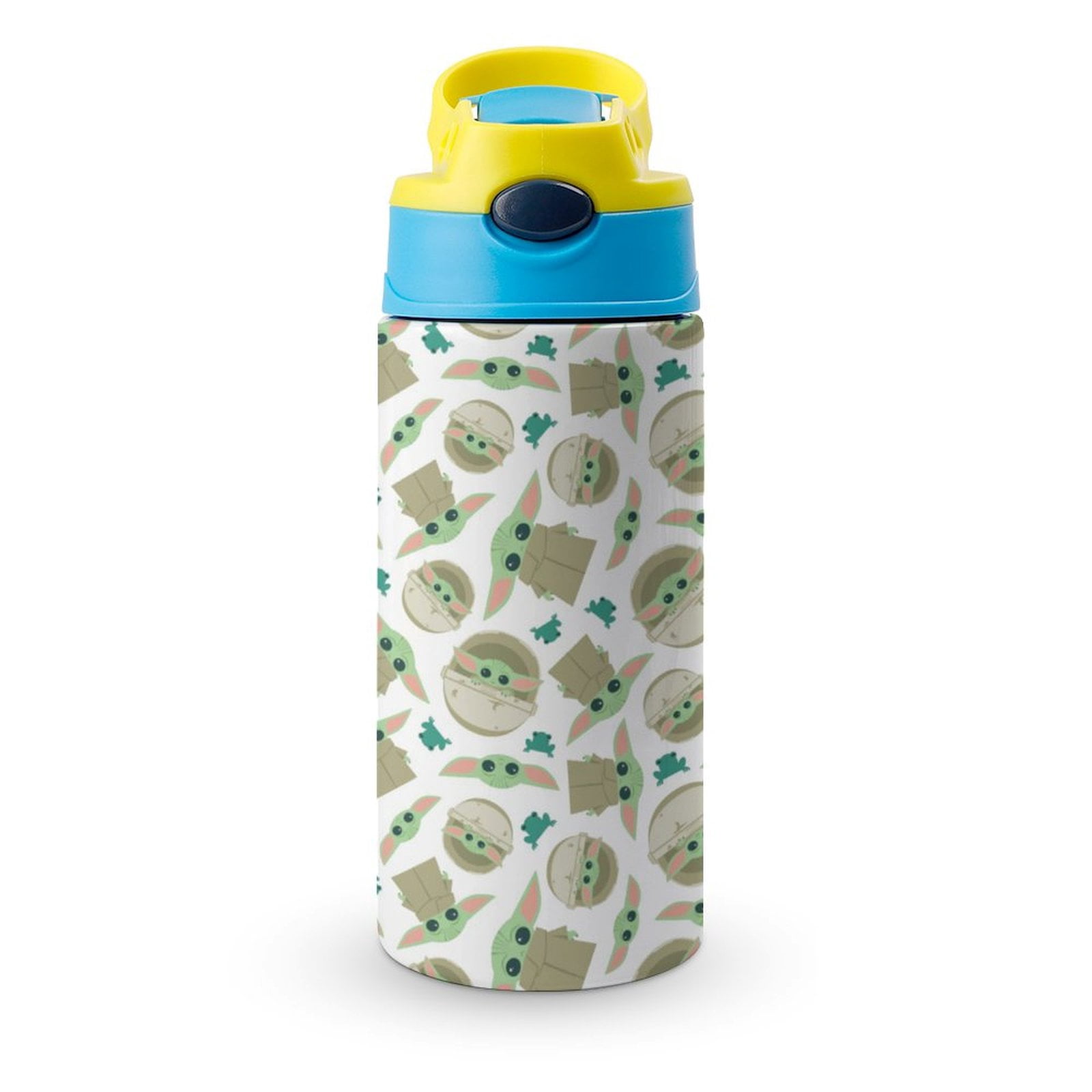 Kids Baby Yoda Water Bottle with Straw Vacuum Insulated Stainless Steel Reusable Leak Proof