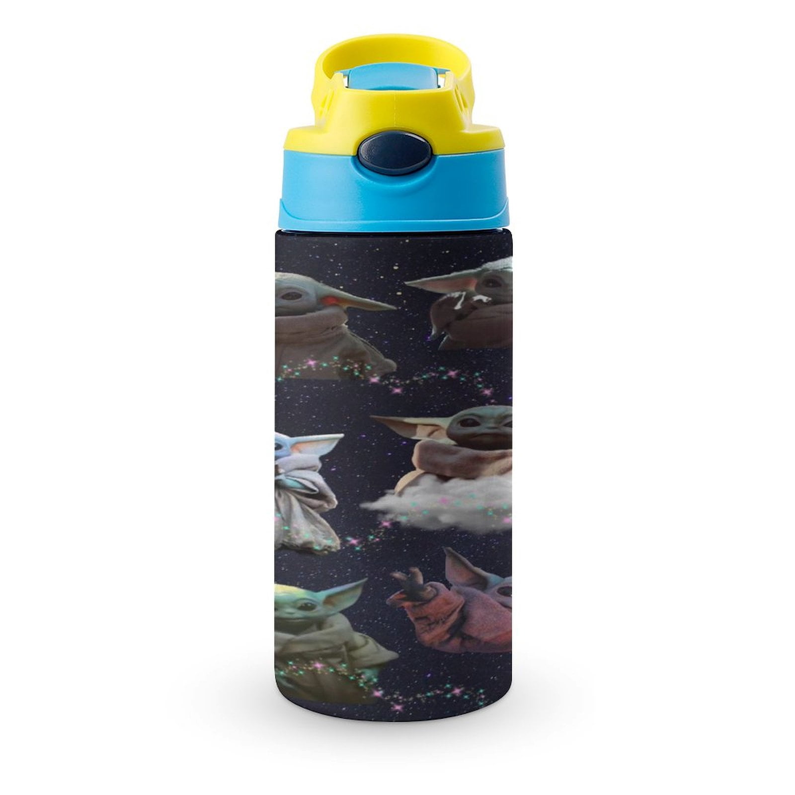 Kids Baby Yoda Water Bottle with Straw Vacuum Insulated Stainless Steel Reusable Leak Proof