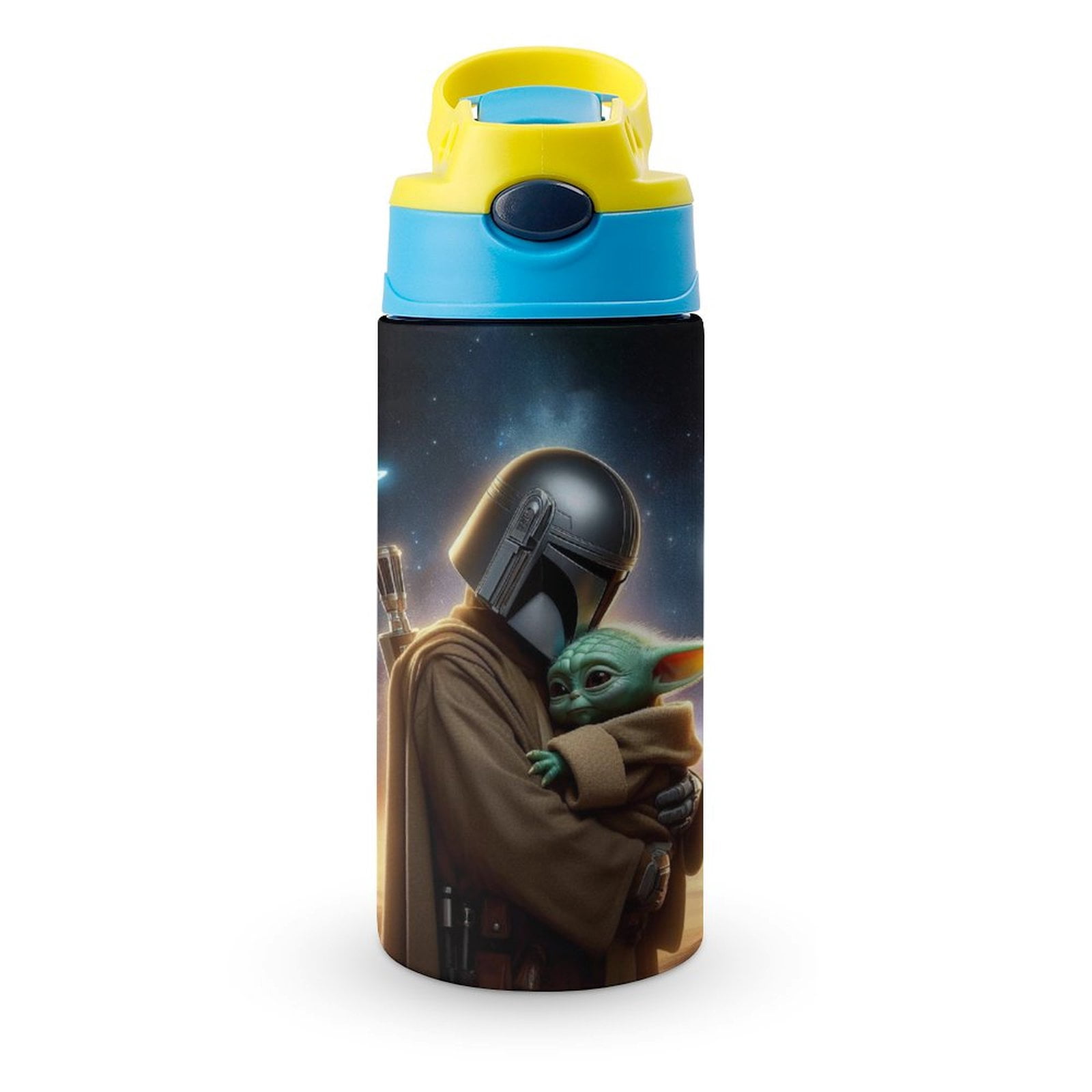 Kids Baby Yoda Water Bottle with Straw Vacuum Insulated Stainless Steel Reusable Leak Proof