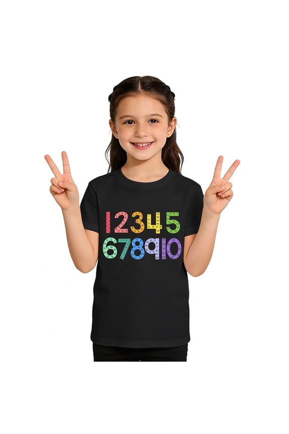 Kids Back To School T-Shirts For Girls Boys, Casual Graphic Print Crewneck Short Sleeve Tee, Comfort Basic Top For Kindergarten Preschool 1-13 Years