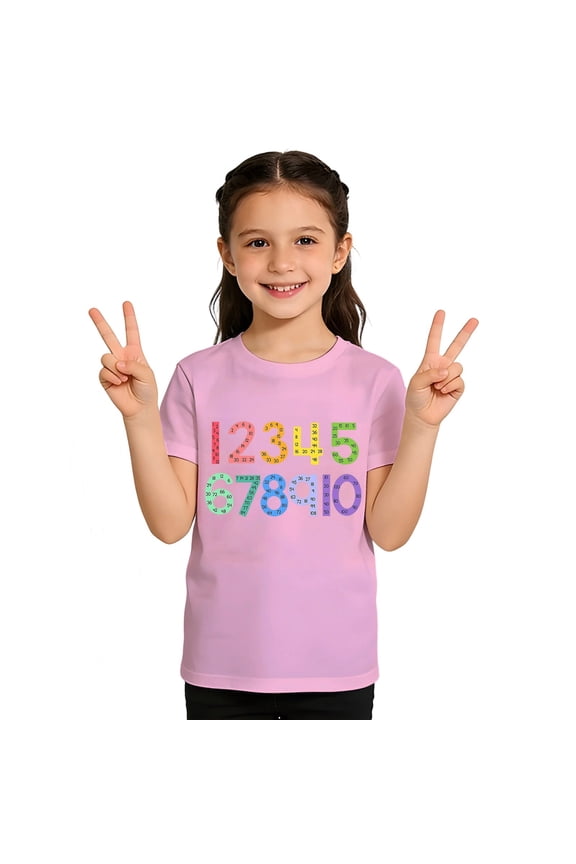 Kids Back To School T-Shirts For Girls Boys, Casual Graphic Print Crewneck Short Sleeve Tee, Comfort Basic Top For Kindergarten Preschool 1-13 Years