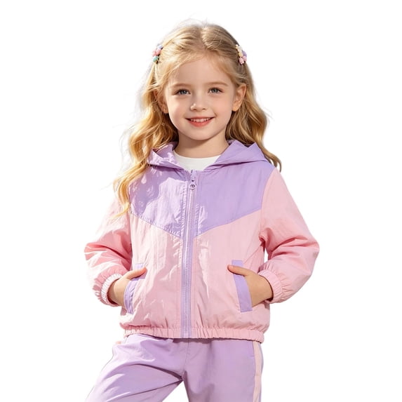 Kids Back to School Lightweight Jackets Zip up with pockets Coats Boys Girls Sport Windproof Outerwear Outdoor Raincoat with Hood