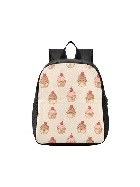 Kids Backpack 10L Lightweight Waterproof School Bag for Toddler Boys Girls Light Brown Cupcake Pattern