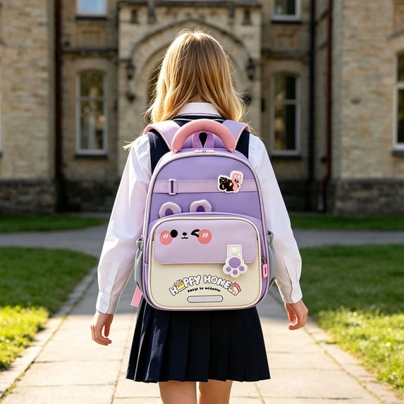 Kids Backpack Boys Cartoon Bunny Bear Patchwork Kids Backpack Glow Tabs Lightweight Daypack Purple One Size