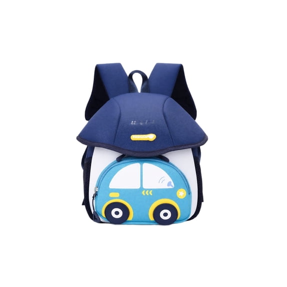 Kids Backpack for Toddler Boys Girls, 3D Cartoon Bus School Bag with Anti-Lost Leash, Lightweight Water Resistant Nylon Daycare Preschool Travel Rucksack, Deep Blue