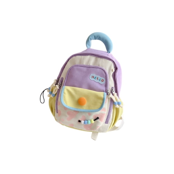 Kids Backpack for Toddler Girls Boys, Lightweight Mini School Bag with Cute Beaded Design, Large Capacity Daycare Travel Rucksack, Durable Oxford Cloth, Purple