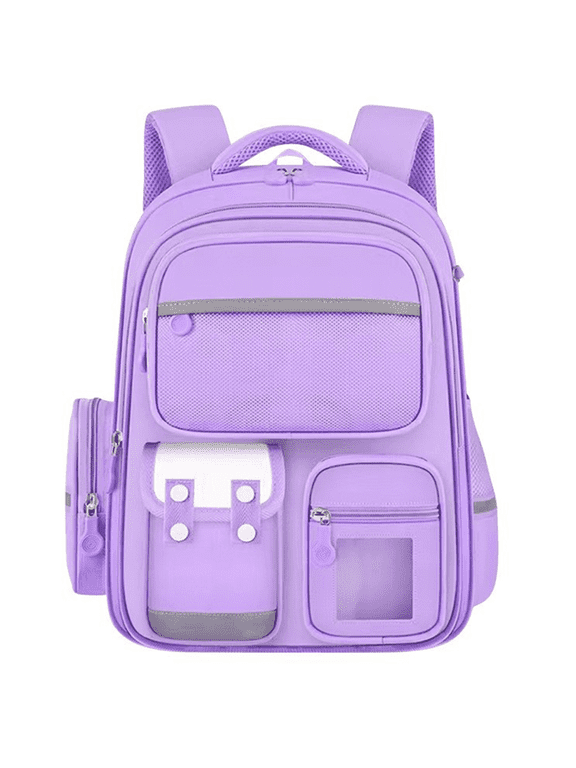 School Backpack for Girls - Students Kids Book Bag with Multiple Pockets - Book Bag for Elementary School - Purple