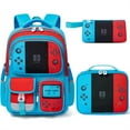 thumbnail image 1 of Kids Backpack for School Boys, 3 PCS Gamer Teen Boys Backpack with Lunch Box & Pencil Case, Blue, 1 of 7