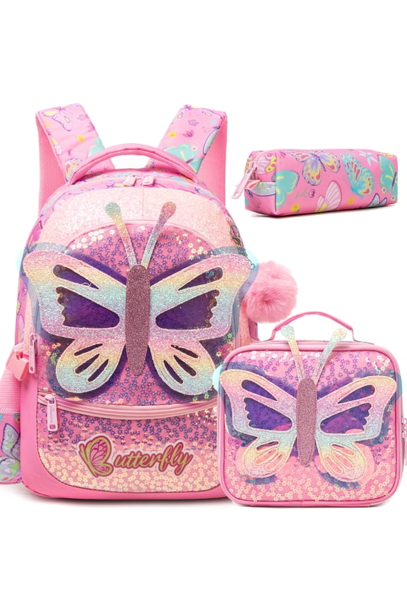 Kids Backpack for School Lightweight Backpacks for Girls with Lunch Bag Pencil Case for Elementary Students Ages 8-10