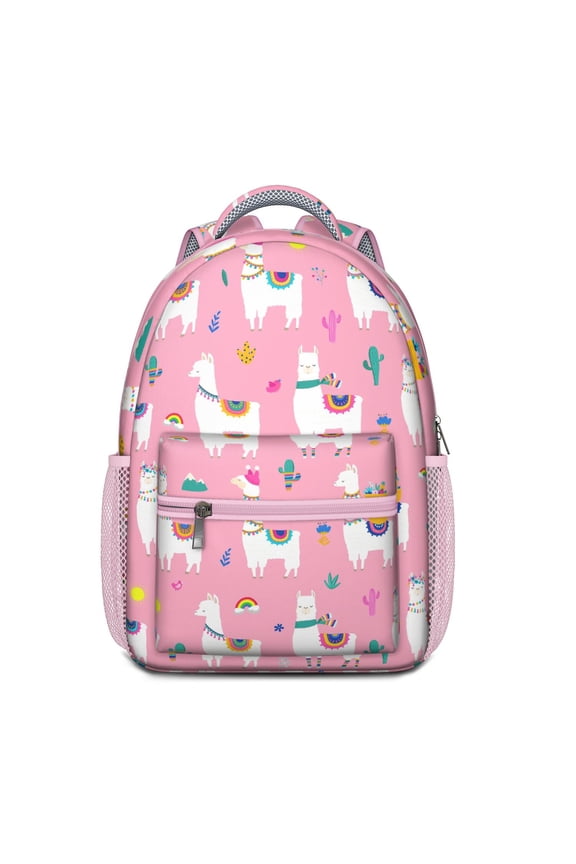 Backpack with Funny Llama Face Print – Cute Alpaca Cartoon Pattern, Kawaii and Adorable Design for School
