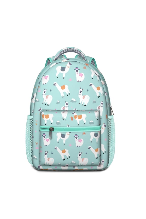 Backpack with Funny Llama Face Print – Cute Alpaca Cartoon Pattern, Kawaii and Adorable Design for School