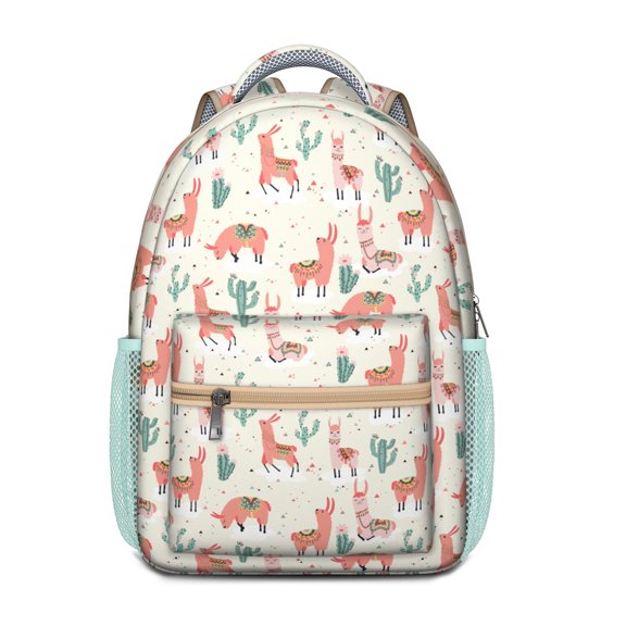 Backpack with Funny Llama Face Print – Cute Alpaca Cartoon Pattern, Kawaii and Adorable Design for School