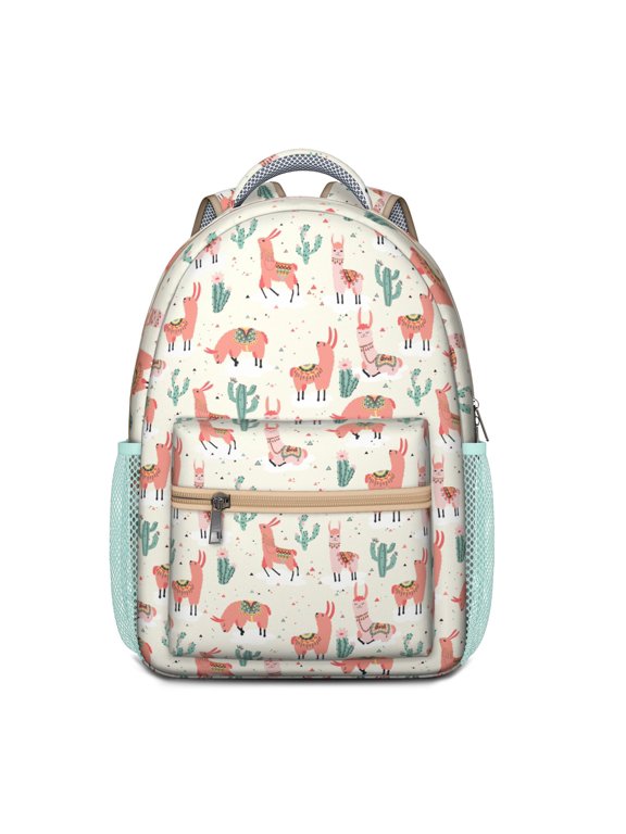 Backpack with Funny Llama Face Print – Cute Alpaca Cartoon Pattern, Kawaii and Adorable Design for School