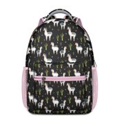 Backpack with Funny Llama Face Print   Cute Alpaca Cartoon Pattern, Kawaii and Adorable Design for School