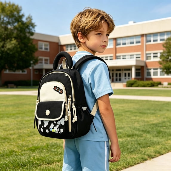 Kids Backpacks Colorblock Kids Backpack Lightweight Outdoor Travel Casual School Daypack Black One Size