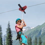 Kids Backyard Zipline Kit 160ft   Safe Heavy-Duty Steel Cable with Spring Brake, Harness, Seat & Tree Protection for Outdoor Fun Ages 3+