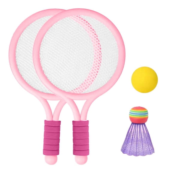 Kids Badminton And Tennis Play Set with Easy to Grip Colorful Rackets, Beach Garden Gifts , Pink