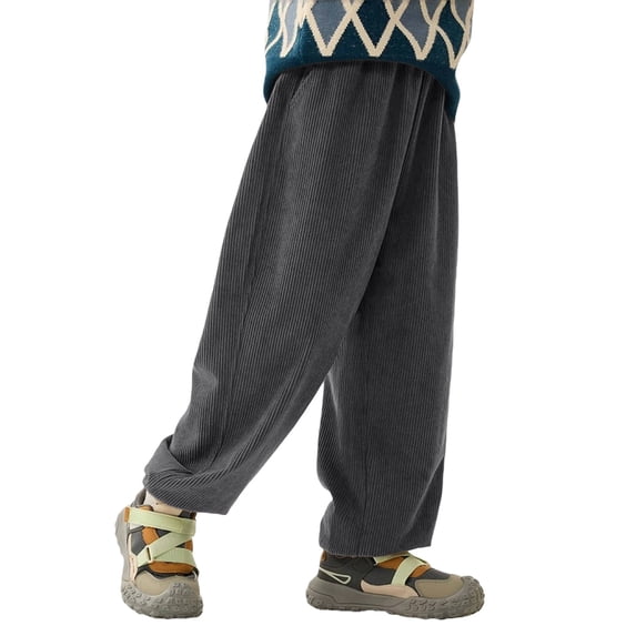 Kids Baggy Corduroy Sweatpants Elastic Waist Baggy Joggers Boys Girls Warm Athletic Trousers Solid Hiking Track Pants