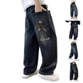 thumbnail image 1 of Kids Baggy Jeans Straight Leg Wide Leg Jeans Back To School Clothes Jean for Boys Size 5-14 Years, 1 of 6