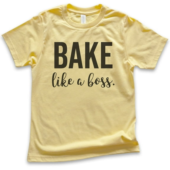 Kids Bake Like A Boss T-shirt, Youth Kids Boy Girl T-Shirt, Girl Boss T-shirt, Baking T-shirt, Yellow, X-Small