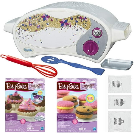 Kids Baking Fun Easy Bake Oven Ultimate Star Edition + Designer Decorating kit + Red Velvet Cupcakes Refill + Chocolate Chip and Pink Sugar Cookies Refill