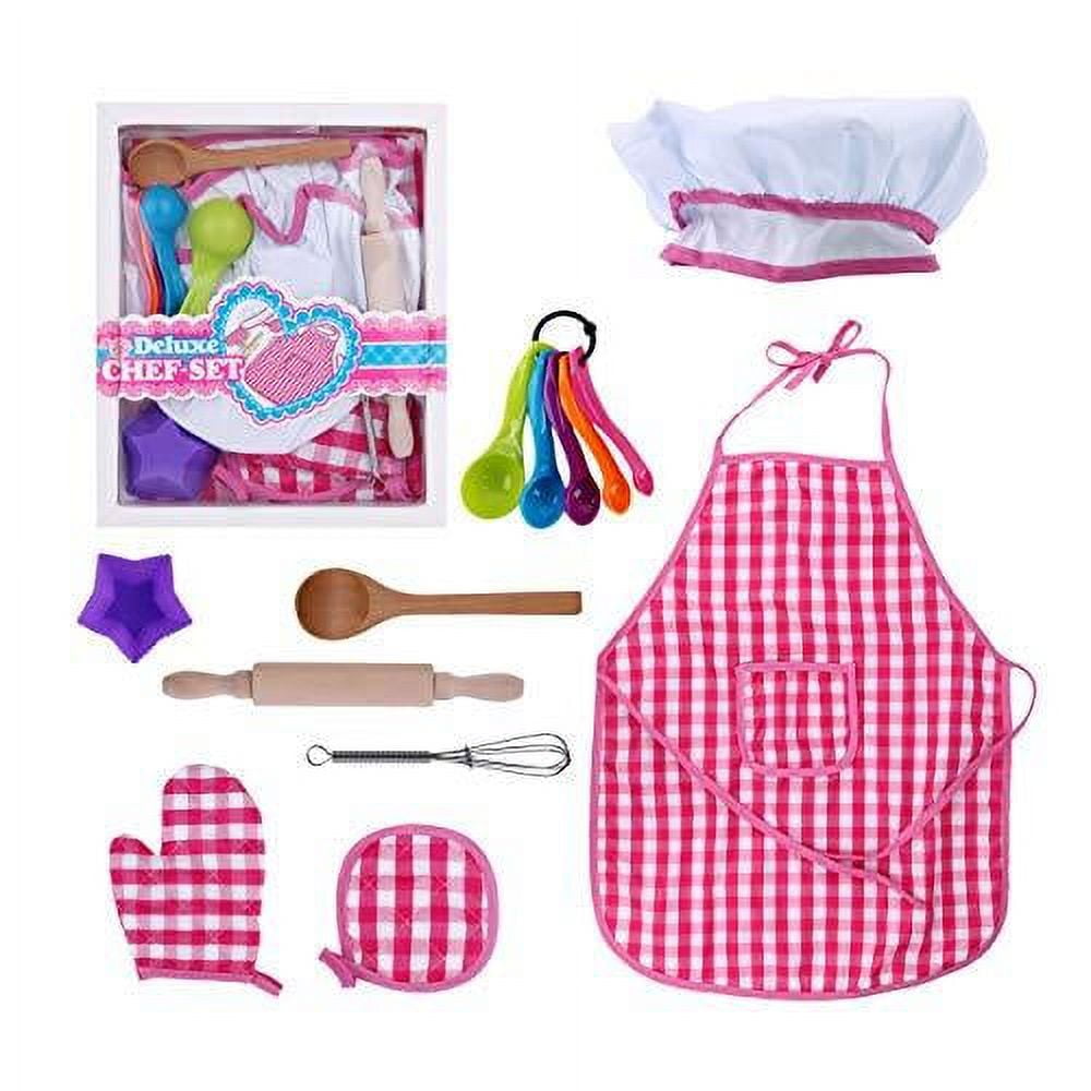 Pixie Crush The Little Baker Kit Mini Baking Set for Kids - DIY Cooking Kit  Includes Chef Hat and Apron for Children's Kitchen Role Play - Pink Kids