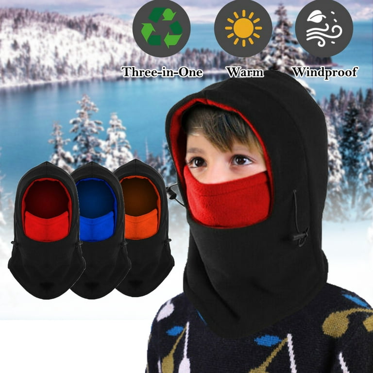Kids Winter Fleece Balaclava Hat Hood Windproof Face Mask Warm