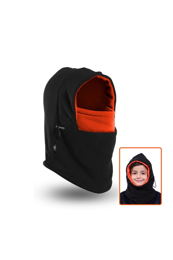Kids Balaclava Face Mask DIDADI-Warm Winter Hat Windproof Warm Fleece Hats for Children Adjustable Durable Outdoor Facemasks for Boys and Girls, Kid Skiing Riding Running Hats(Orange)