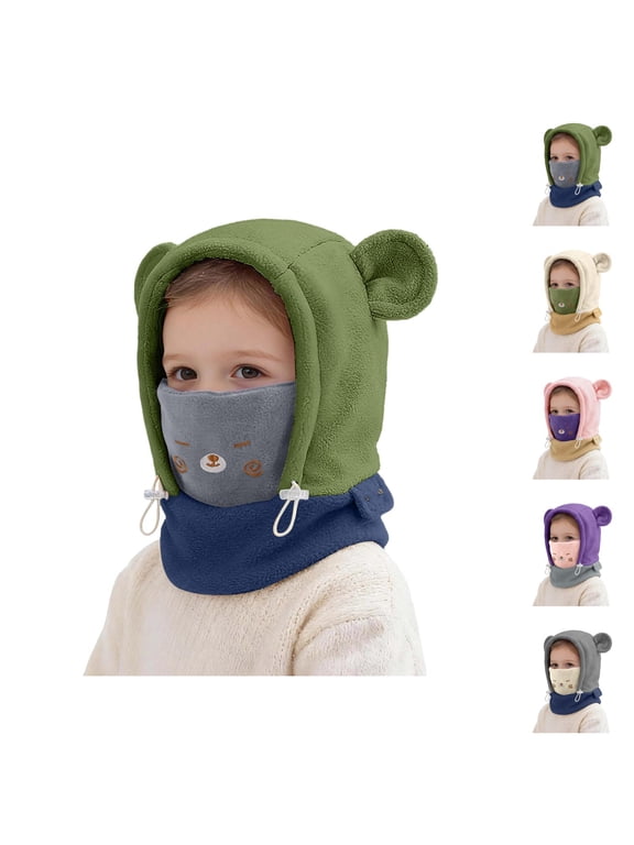 Kids Balaclava Hat with Face Mask Polar Soft Warm Cold Weather Hat for Boys Girls 4-12 Years Skiing Cycling Camping and Winter Play Kids Cold Weather Gear
