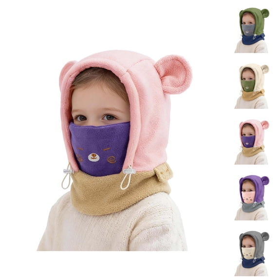 Kids Balaclava Hat with Face Mask Polar Soft Warm Cold Weather Hat for Boys Girls 4-12 Years Skiing Cycling Camping and Winter Play Kids Cold Weather Gear