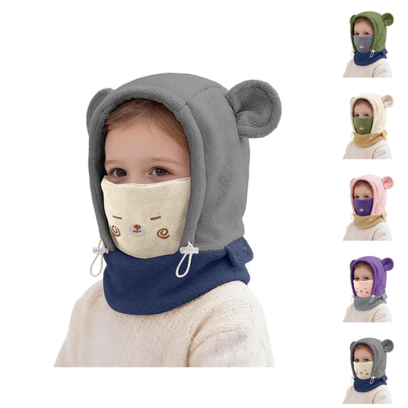 Kids Balaclava Hat with Face Mask Polar Soft Warm Cold Weather Hat for Boys Girls 4-12 Years Skiing Cycling Camping and Winter Play Kids Cold Weather Gear