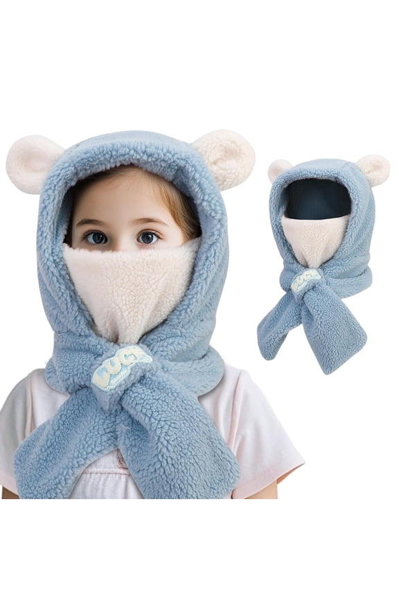 Kids Balaclava Ski Mask for Girls Boys, Thermal Fleece Winter Hat with Face Cover Neck Warmer Scarf for Cold Weather, Windproof Warm Hat for Kids Ange 2-6 Years