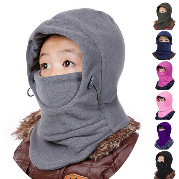 Kids Balaclava Ski Mask - Winter Ninja Face Mask with Hood - Cold Weather Snow Hat & Neck Warmer for Toddlers Boys & Girls