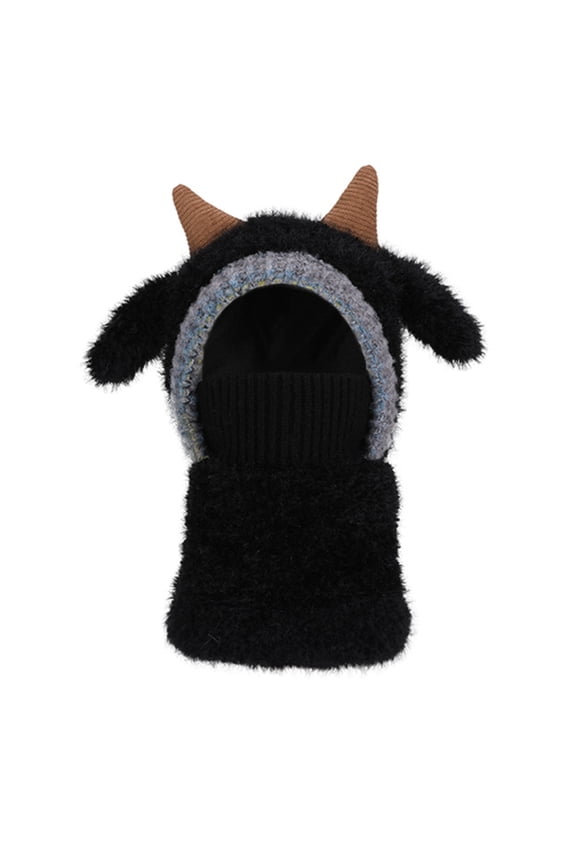 Kids Balaclava Winter Hat with Face Cover, Stretchable Plush Pullover for Children 4-10 Years, One Size Fits Most for Outdoor Snow Activities