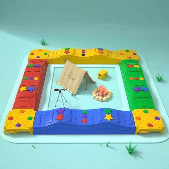 Kids Balance Beam Stepping Stones for Kids Max Load Indoor or Outdoor Non-Slip Textured Surface & Rubber Pads Bottom Toddler Promote Agility Coordination Sensory Five Star Pattern