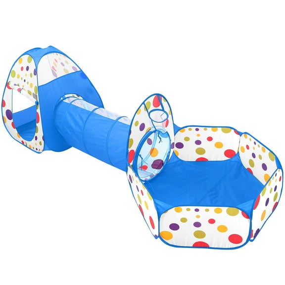 Kids Ball Pit Play Tent TeqHome Foldable Pop-up Play Tent with Crawl Tunnel Storage Bag for Baby Toddler Indoor Outdoor Travel Blue