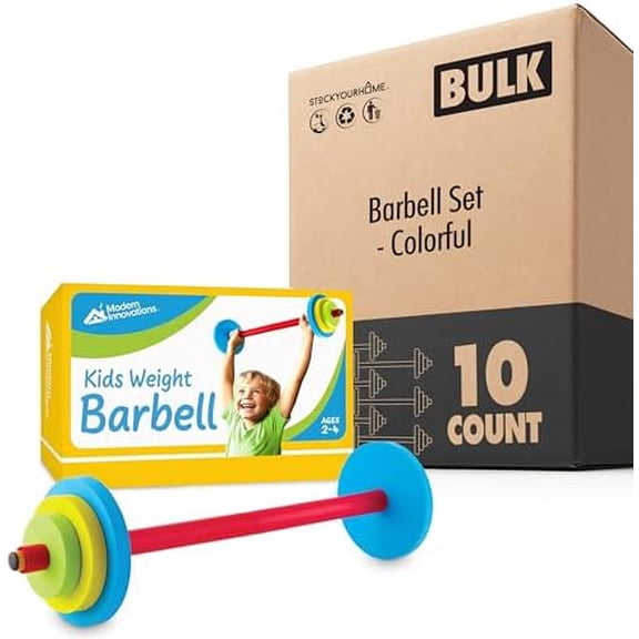 Kids Barbell Weight Set (10 Pack), Toy Workout Equipment for Toddlers, Fun and Fitness Exercise Weights (Colorful)$$Sport & Recreation Other