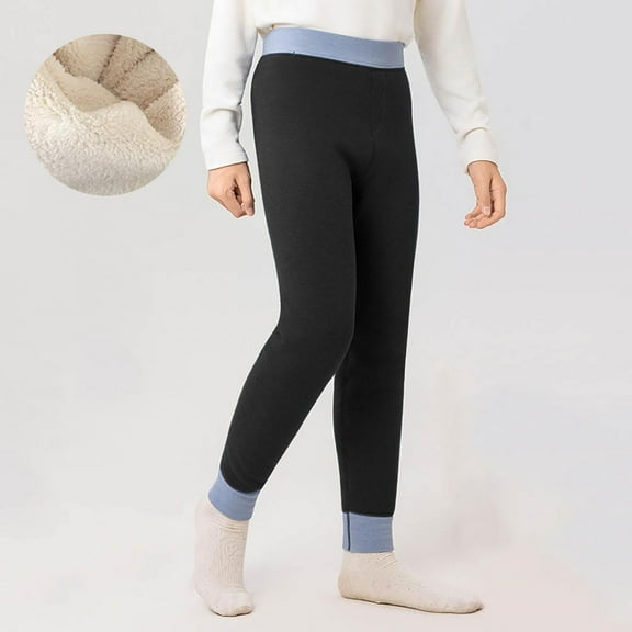 Kids Base Layer Leggings Bottom Pants, Thermal Long Loungewear Footless Winter Warm Legging Tights Yoga Pants Kids Black 12Y