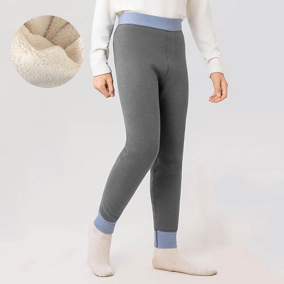 Kids Base Layer Leggings Bottom Pants, Thermal Long Loungewear Footless Winter Warm Legging Tights Yoga Trousers for Kids Gray 12Y