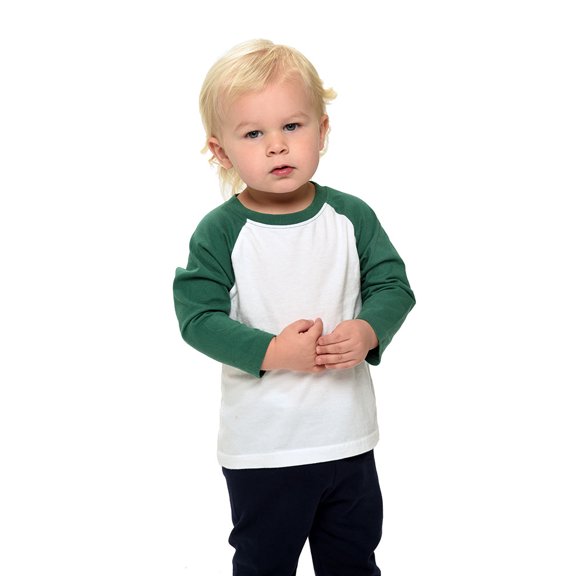 Kids BaseBall Raglan T-shirt,Infant Raglan Tee-White/Kelly Green-6-12m
