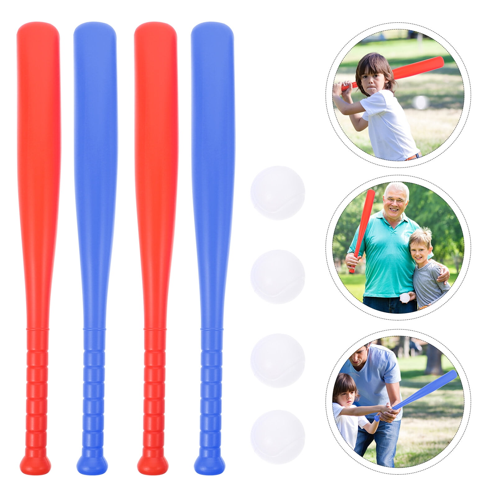 Kids Baseball Bat, 4 Sets Plastic Baseball Bat Kit with Baseball Toy