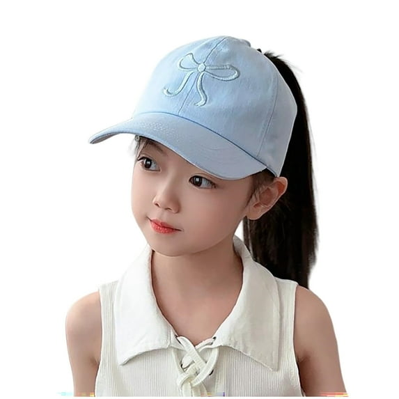 Kids Baseball Cap Little Girls Ponytail Hat Toddler Baseball Cap Kids Quick Dry Summer Sports Hats Age 3-7 Lightweight Outdoor Sports(Color:Light Blue)