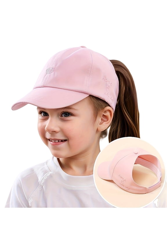 Kids Baseball Cap Little Girls Ponytail Hat Toddler Baseball Cap Kids Quick Dry Summer Sports Hats Age 3-7 Lightweight Outdoor Sports(Color:Light Pink)
