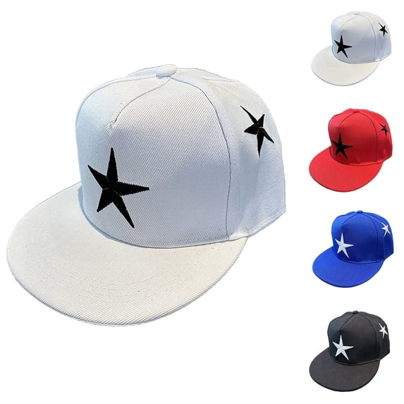 Kids' Baseball Cap with Star Embroidery, Hip Hop Style Dome Hat for Boys and Girls Ages 3-8, Adjustable for Dance, Streetwear, and Daily Wear-Black