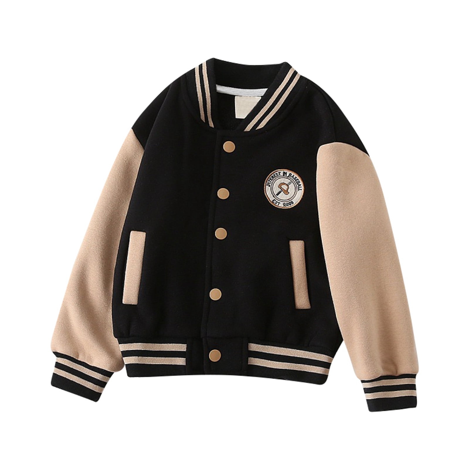 Kids Baseball Jackets Buttons Cardigan Letter Sport Jacket Boys Varsity ...