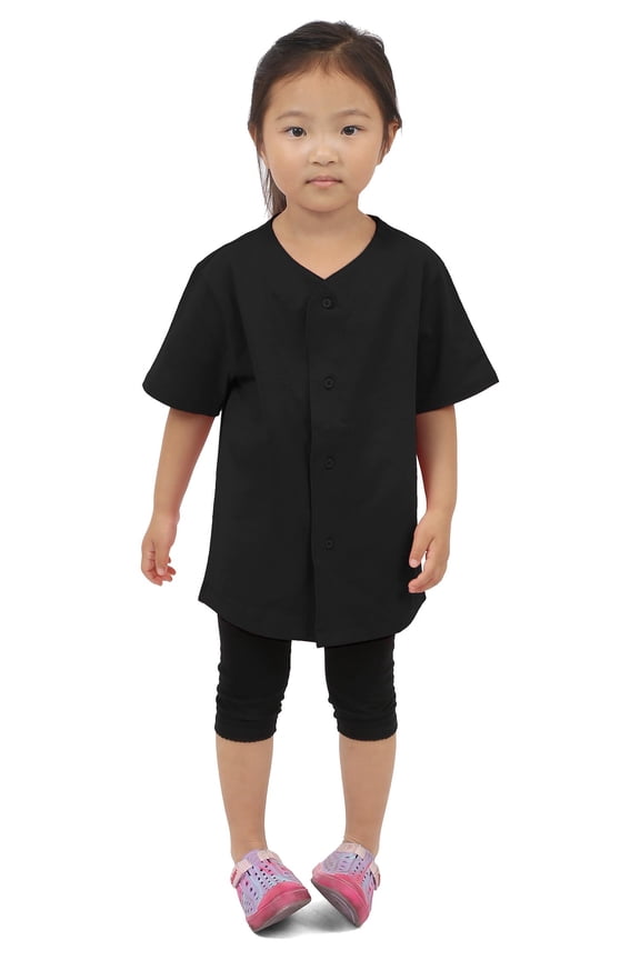 Kids Baseball Jersey Button Down Plain Shirt Short Sleeve Little League Actice Sports Tee