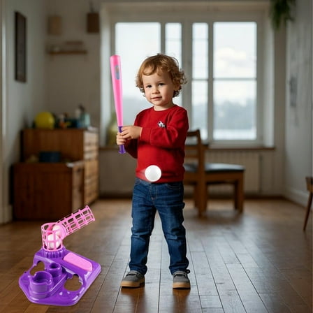 Kids Baseball Pitching Machine Batting Trainer for Youth Practice Sports Entertainment Birthday Toy