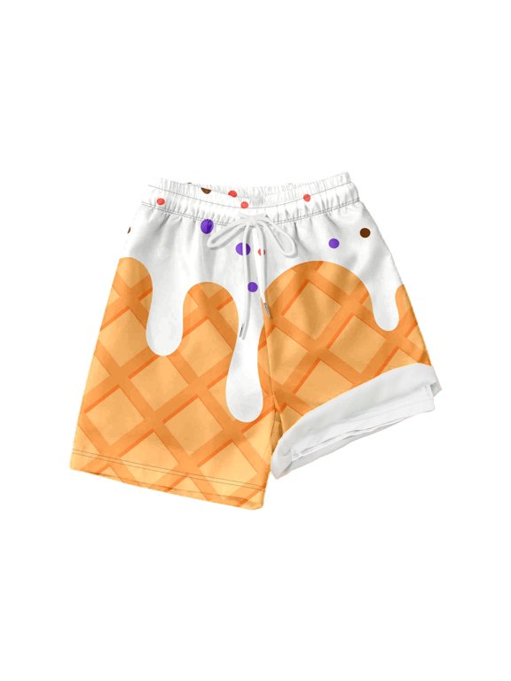 Kids Baseball Shorts Boys Girls 8- Elastic Waist with Pockets Summer Cool Cute Preppy Ice Cream Baseball Shorts #White