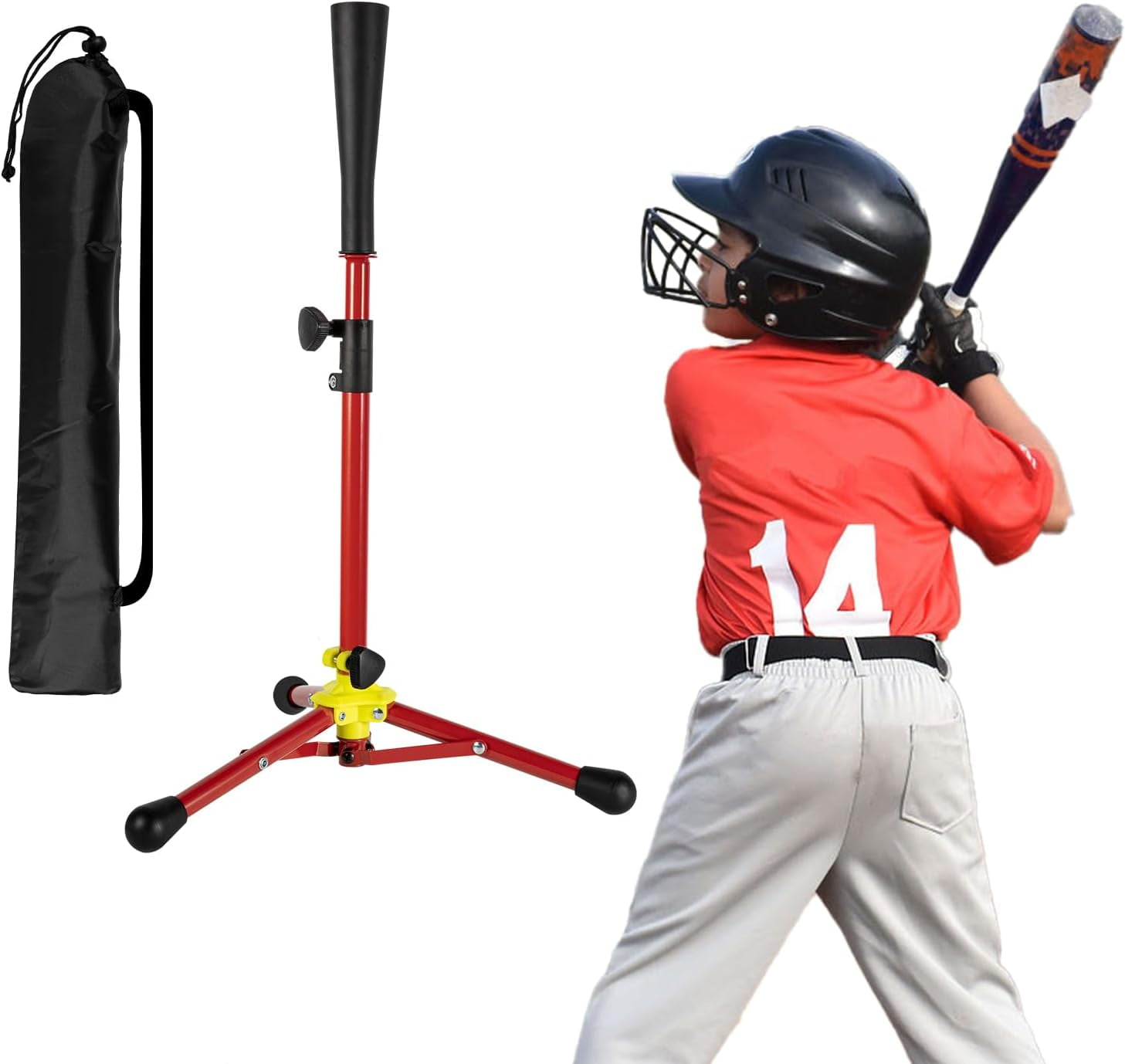 Kids Baseball Tee, 20.87 to 31.29 Inches Batting Tees for Baseball with  Carry Bag, Portable Stable Baseball Tees for Hitting, Tripod Tanner Tee for  ..., image size:1457x1378